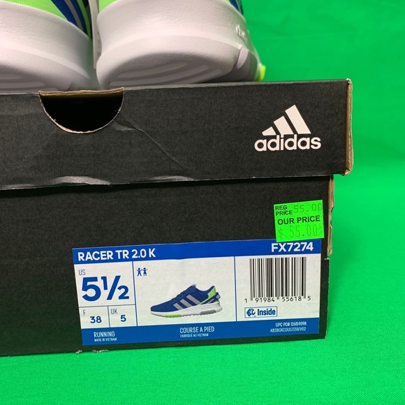 Adidas Racer TR 2.0 K White/Blue Size 5.5 - Picture 4 of 11